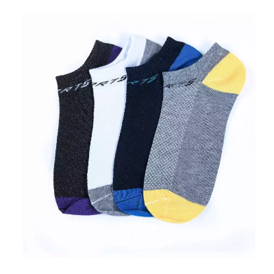 Pack of 4 Black /Grey /White /Blue Sports Cotton Ankle Socks For Men